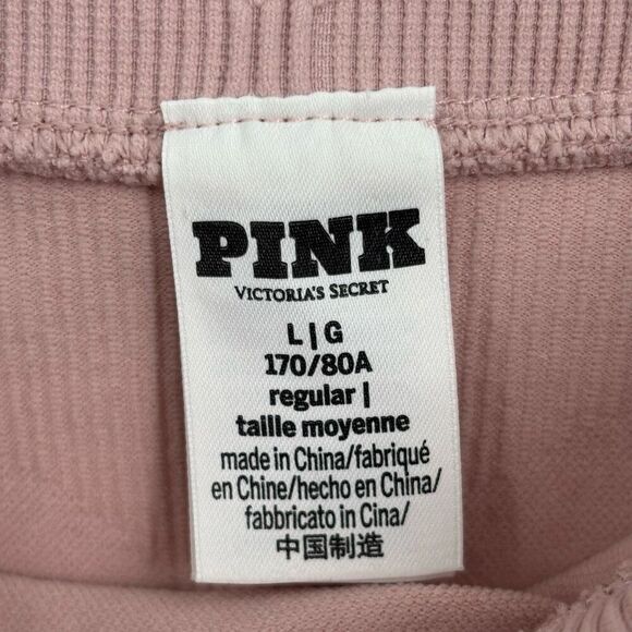 Pink Victoria’s Secret Ribbed Fold Down Waist Leggings Pink Size Large - Picture 2 of 6